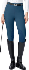 Women's Horse Riding Pants with Zipper Pockets Knee-Patch Breeches