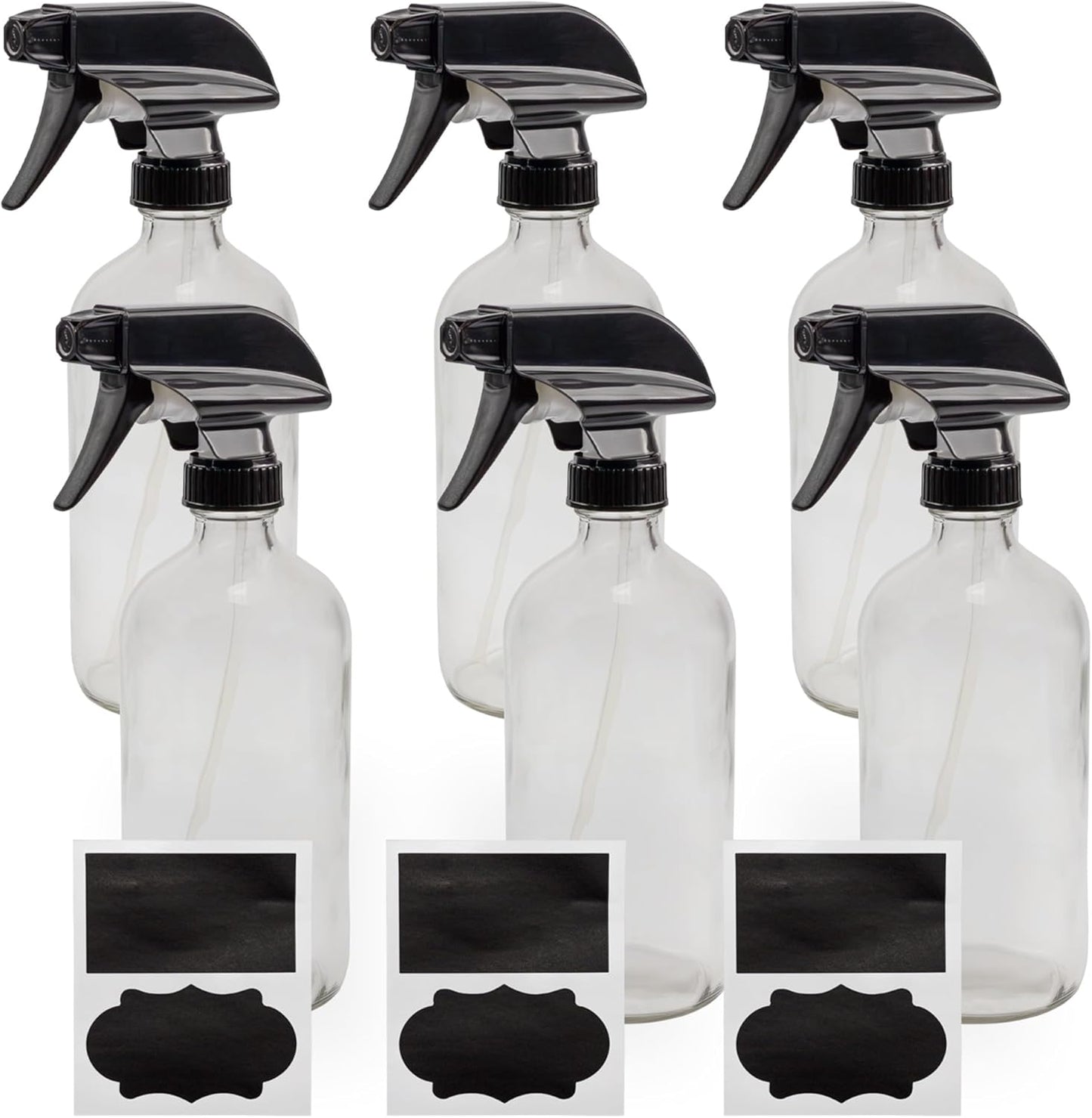 6-Pack Glass Spray Bottles: 3-Setting Sprayers