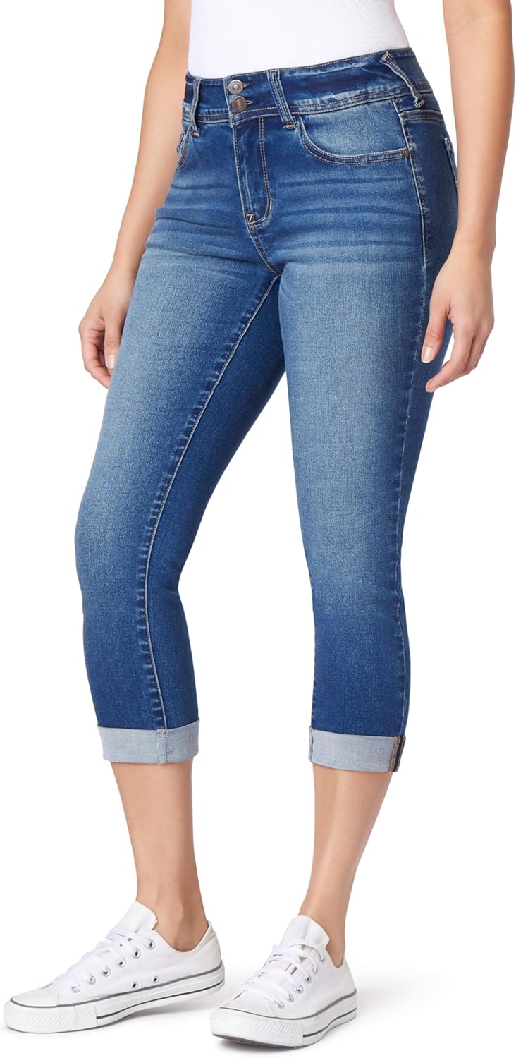 WallFlower Womens Ultra Crop Mid-Rise Jeans for Every Body