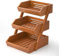 Fruit Basket 3-Tier Kitchen Counter Organizer - Sturdy Bamboo Stand