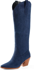 Cowgirl Boots Women Knee High Pointed Toe Block Heel (Style X96X)