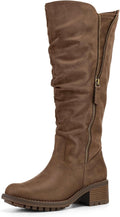 Women's Knee High Boots Side Zipper Lug Sole - 2in Heel