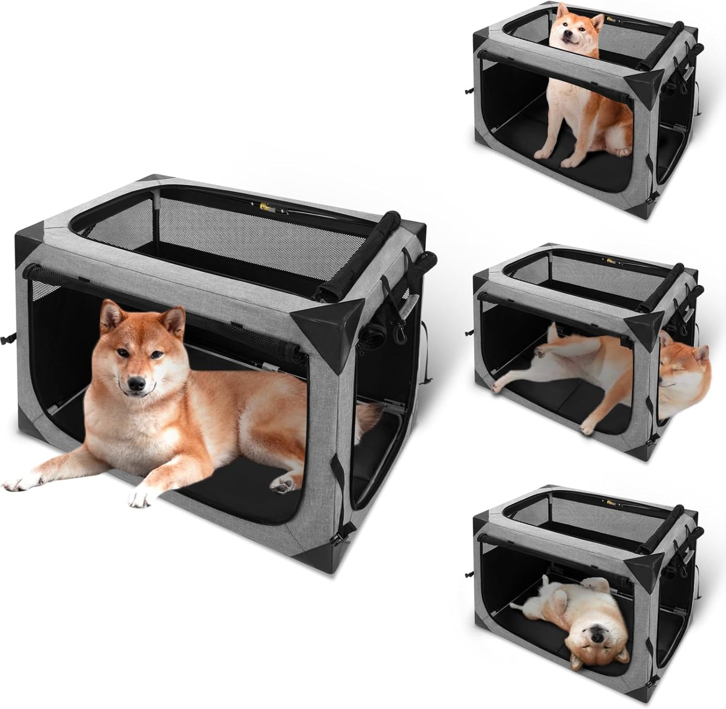 Large Dog Crate for Travel and Home Use, Portable Design