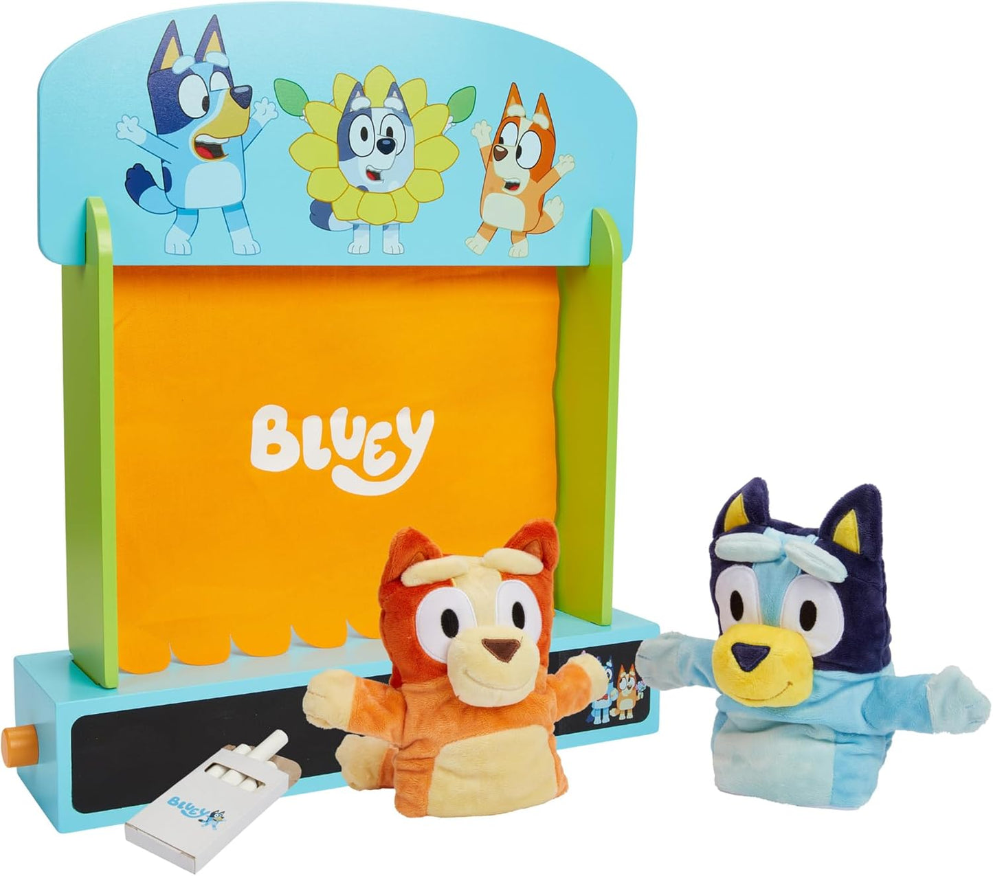 Bluey Puppet Theater Colorful Wooden Play Set for Kids Fun