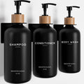 Black Shampoo and Conditioner Dispenser Set Wall Mounted - Refillable