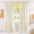 Ivory White Blackout Velvet Curtains 120 in Long - Thermal Noise