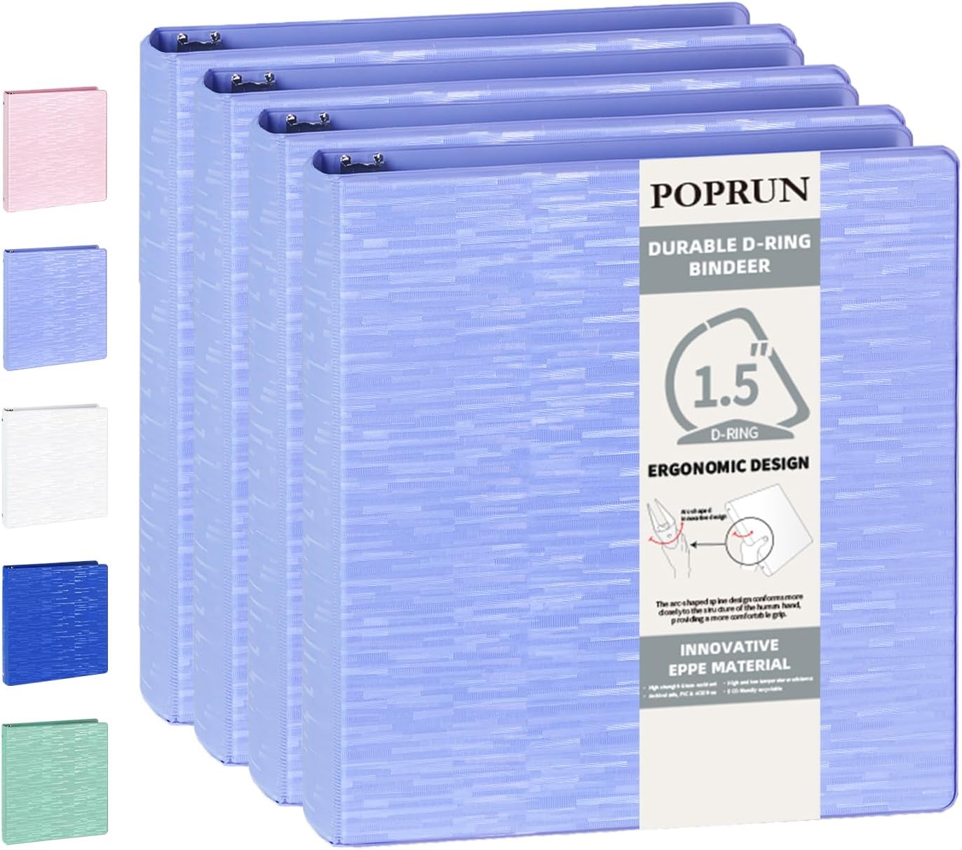 POPRUN 3 D Ring Binder 1.5 Inch for School and Office Use