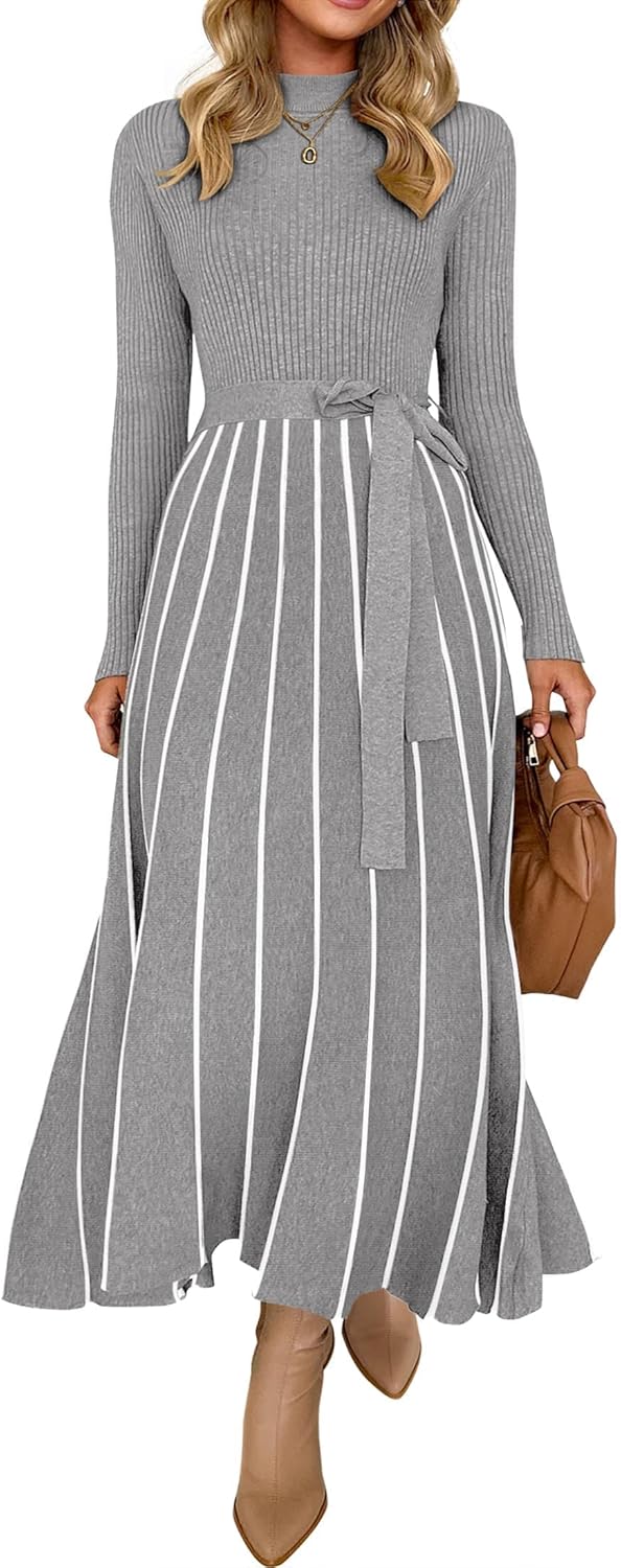 ZESICA Womens Turtleneck Long Sleeve Sweater Dress for Fall