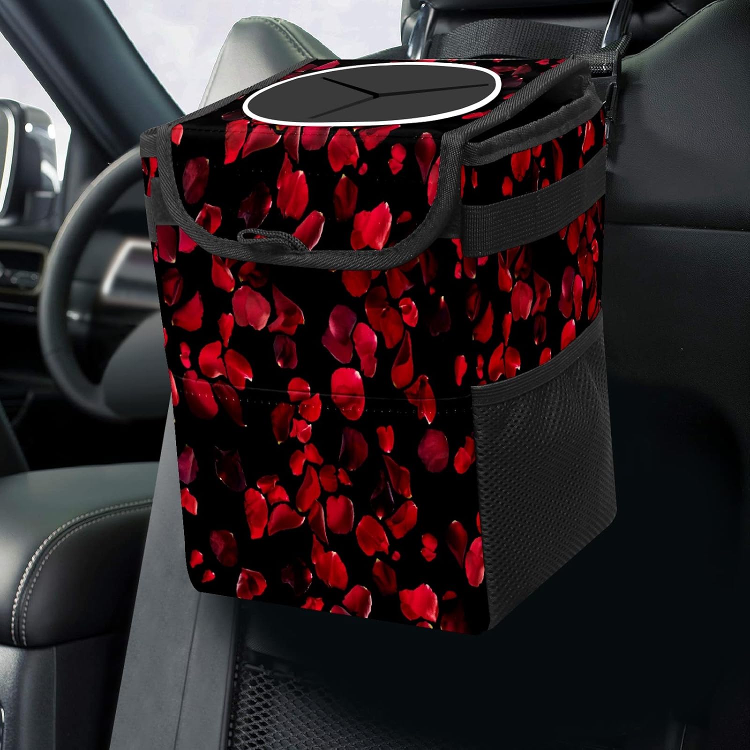 Compact Rose Petal Car Trash Can - Keep Your Vehicle Clean!