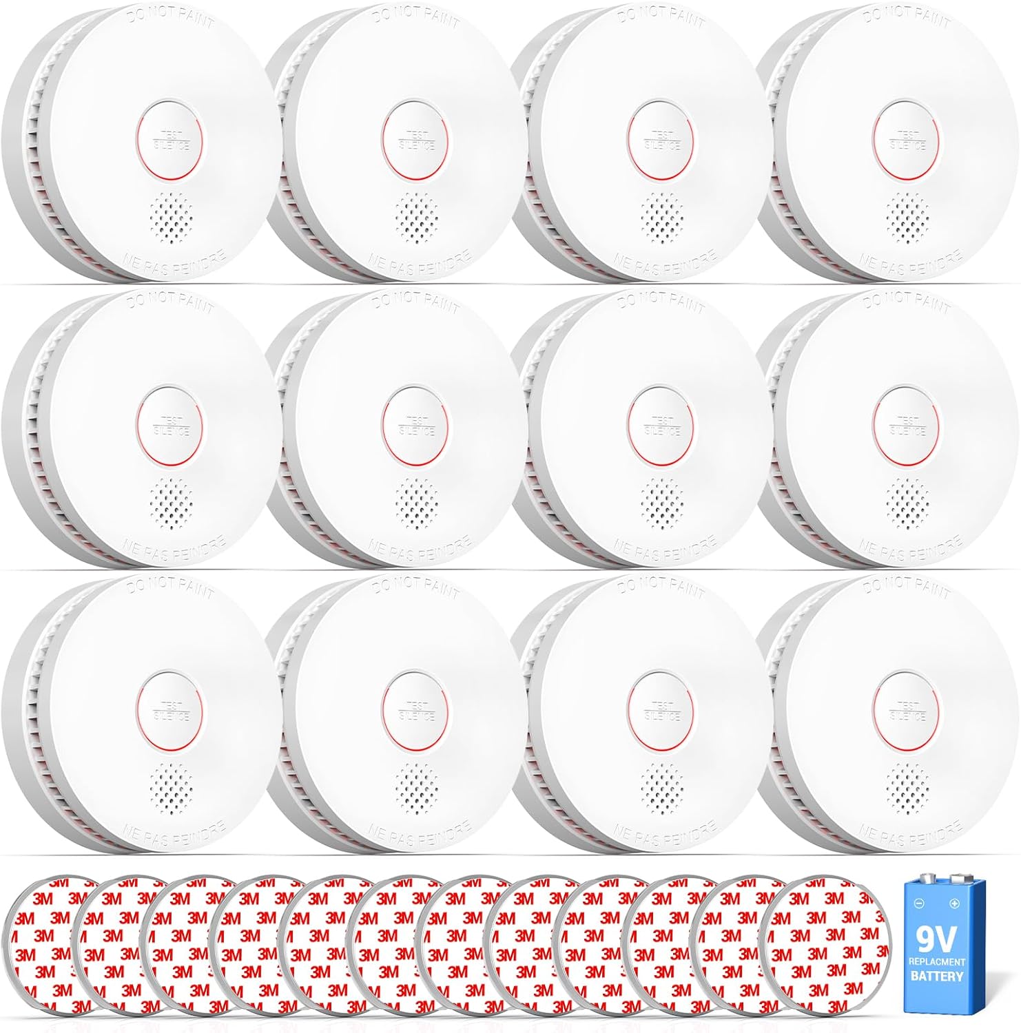 SITERWELL 12 Pack Smoke Detector with Photoelectric Sensor Safety