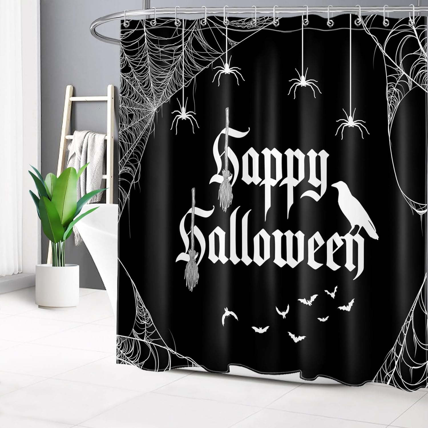 Witchy Halloween Shower Curtain - Spooky Chic Decor