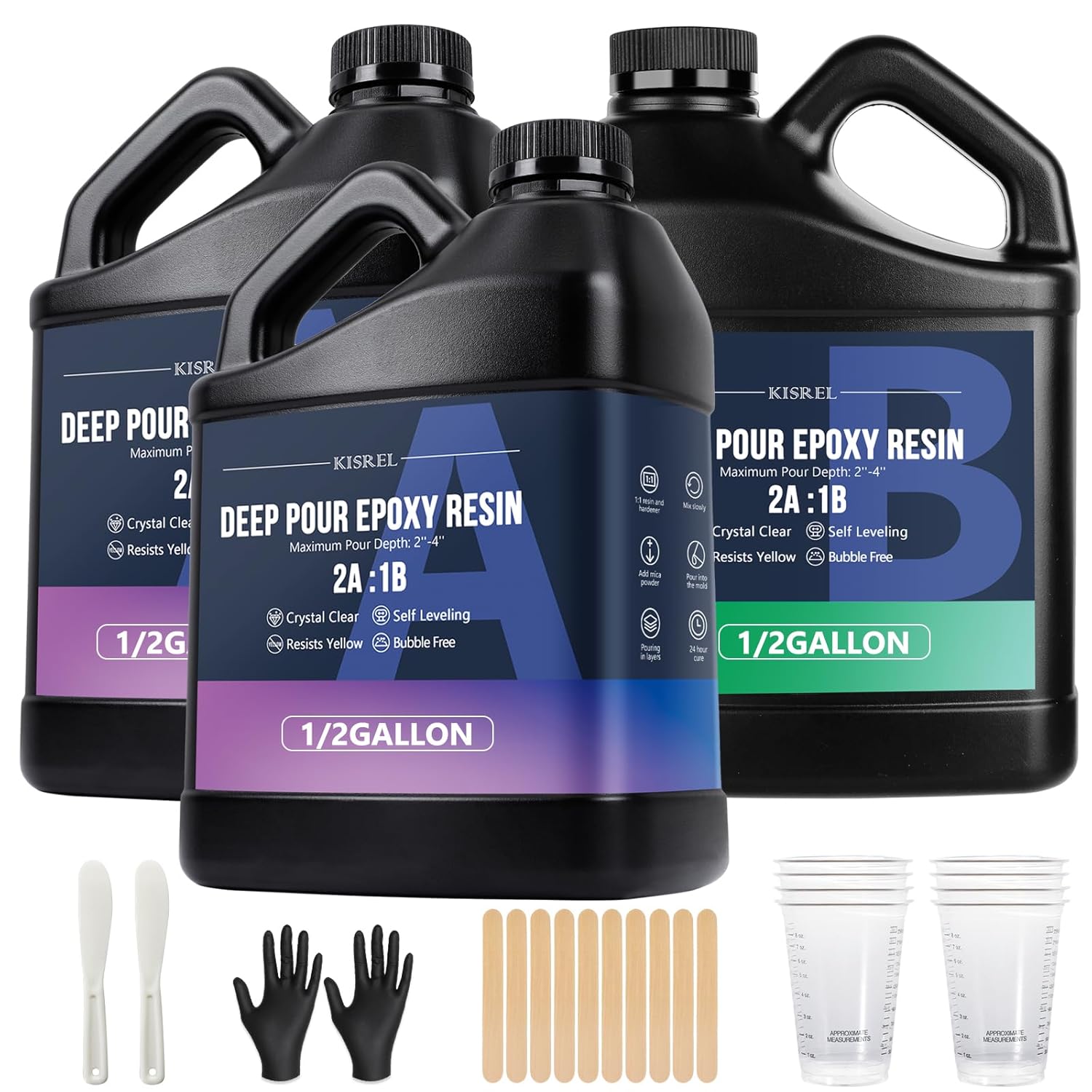 KISREL Deep Pour Epoxy Resin Kit for Crystal Clear Projects