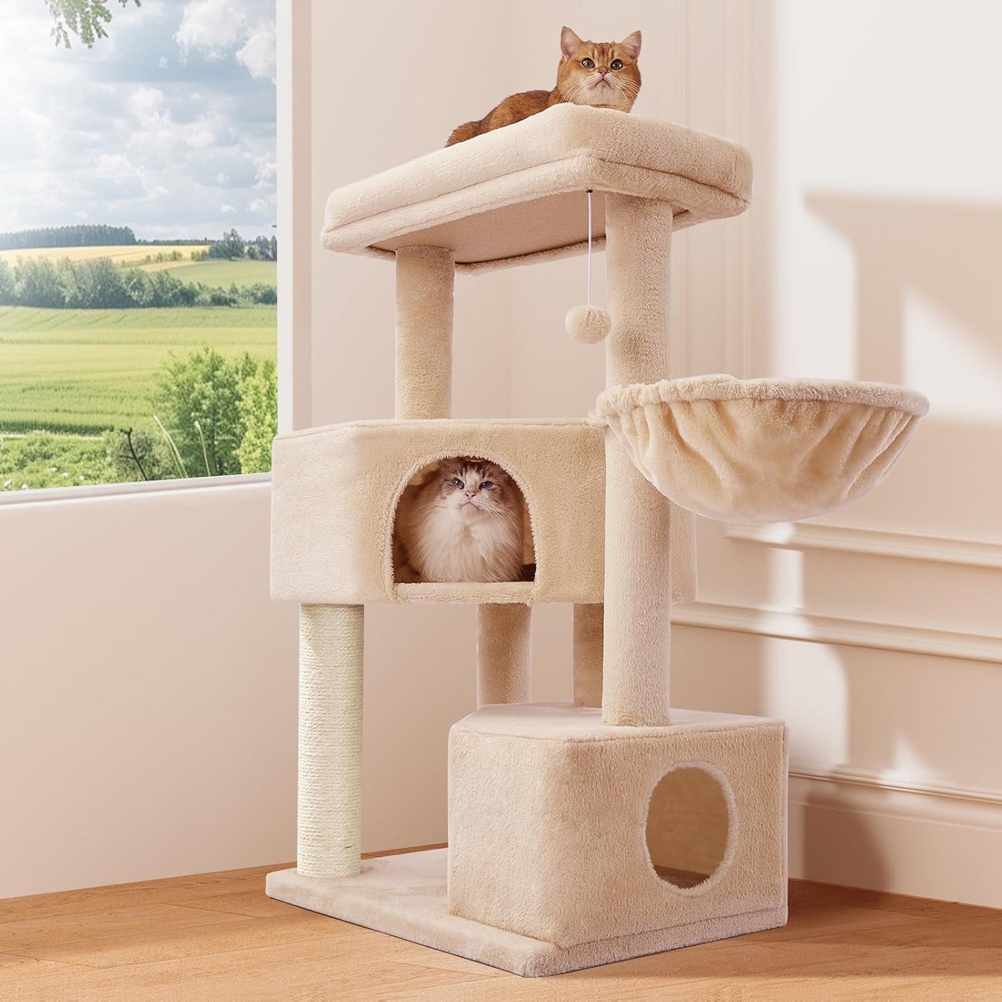 41in Tall Cat Tree for Medium-Large Cats, Heavy Duty Design