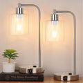 Industrial Touch Control Table Lamps Set of 2 - Brushed Nickel Bedside