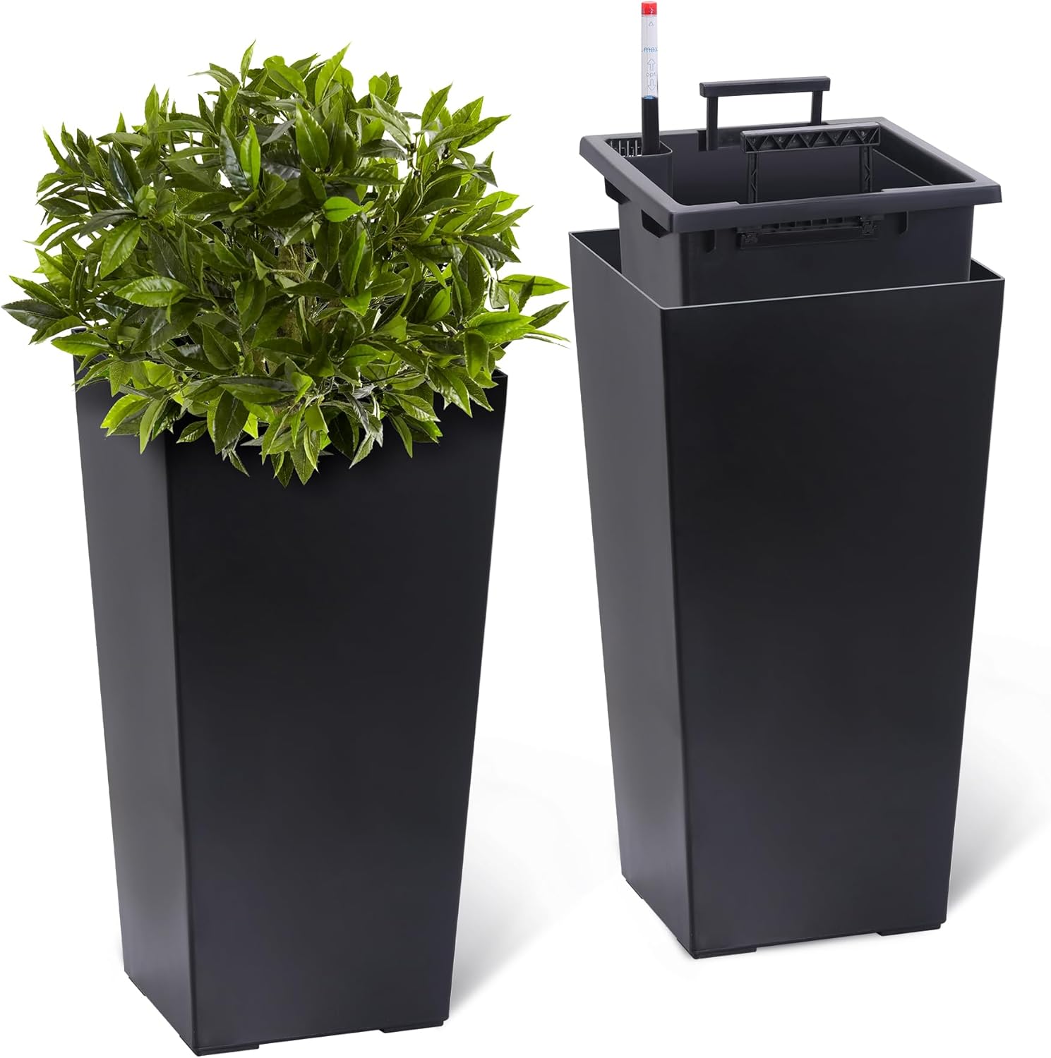 22.5 in Tall Planters Set of 2 with Automatic Watering System