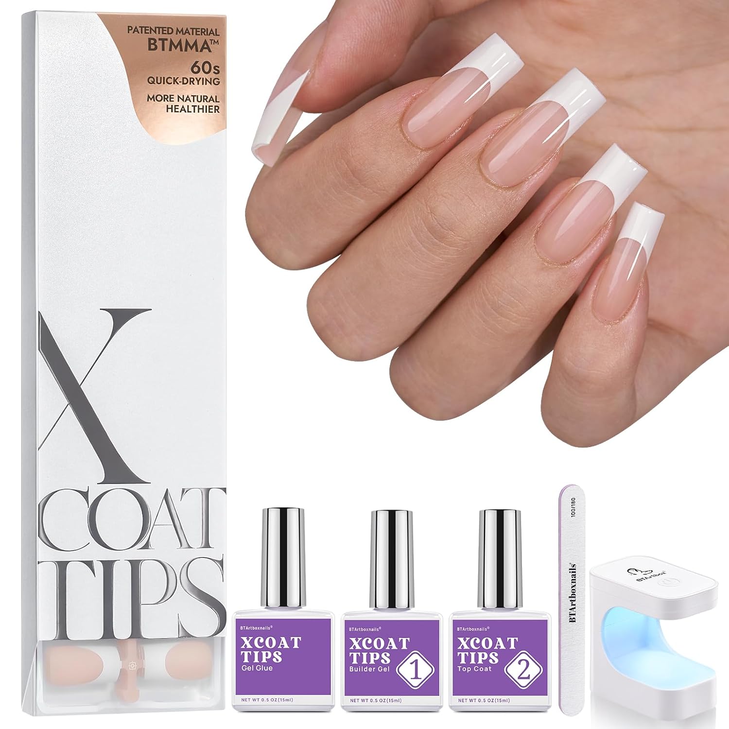 BTArtboxnails Nail Tips and Gel Glue Kit for Perfect Nails