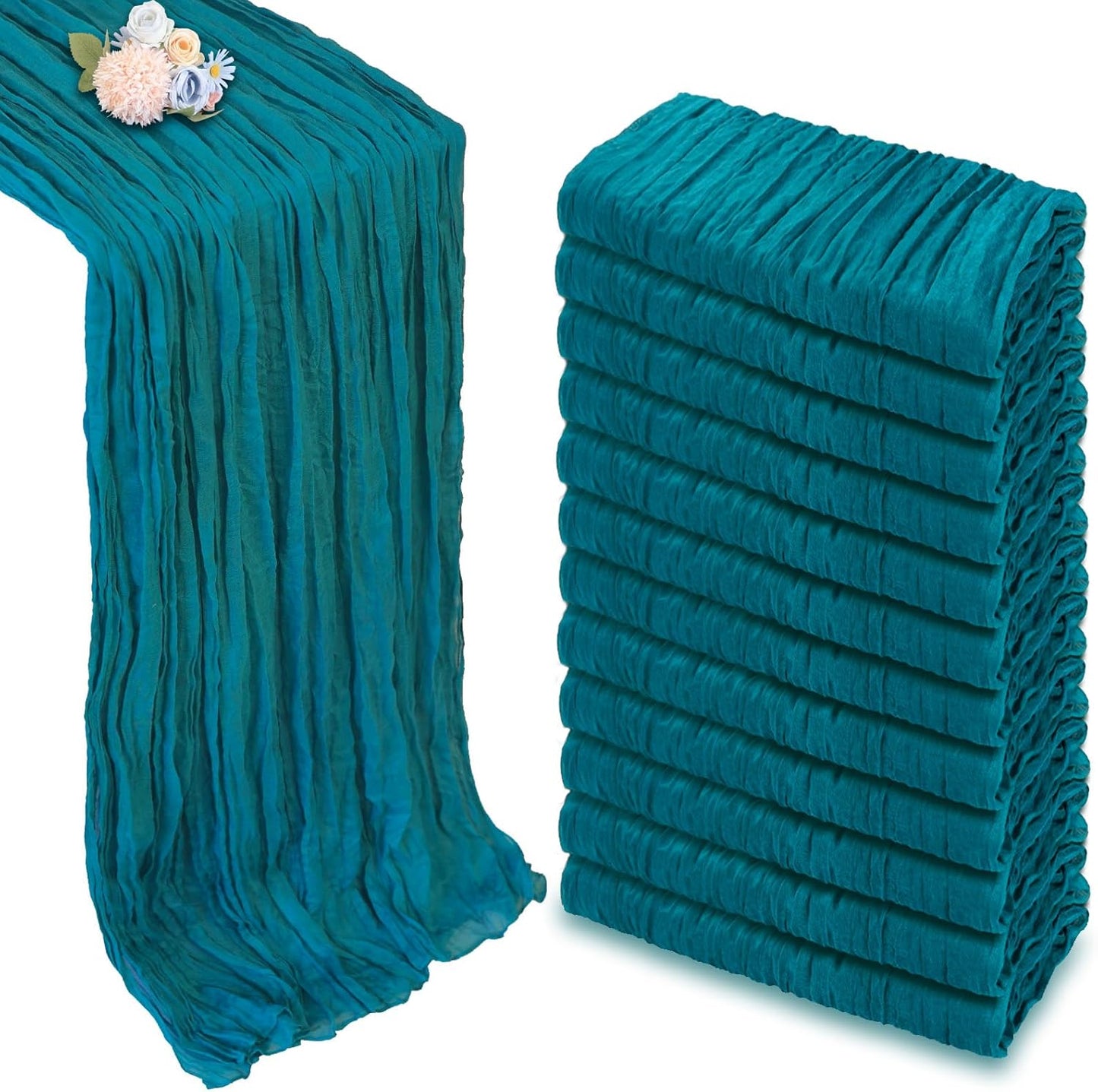 12 Pack Teal Cheesecloth Table Runner for Elegant Events