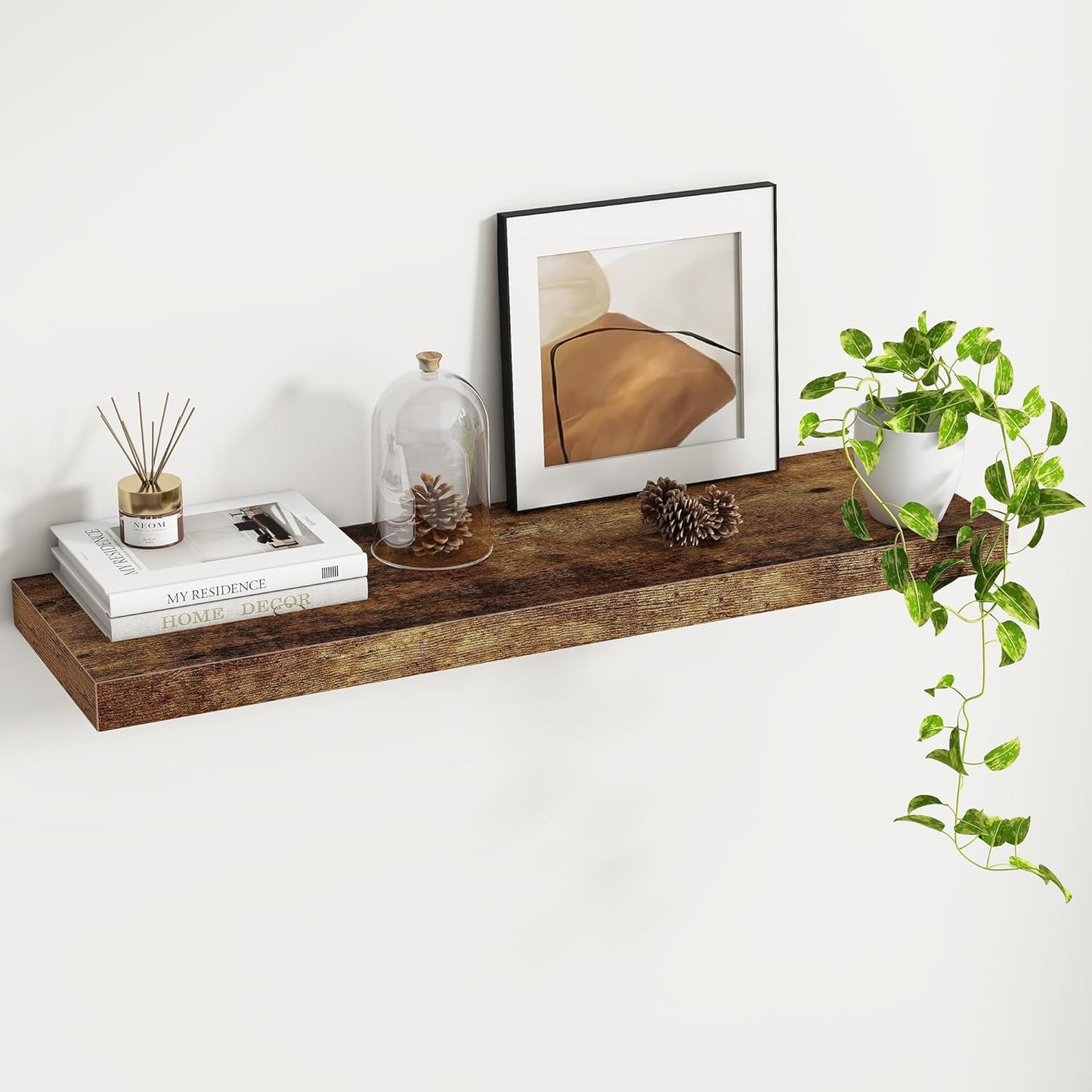 Rustic Wooden Floating Shelves for Stylish Home Decor