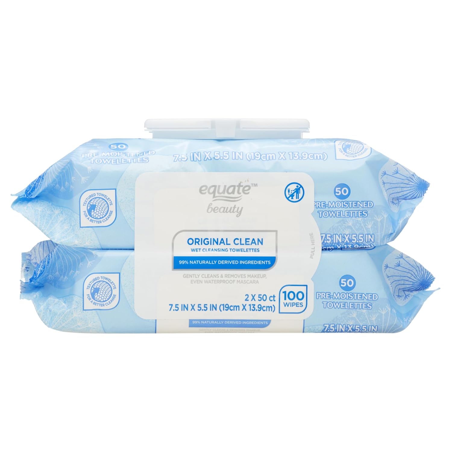 Equate Beauty Cleansing Towelettes, 100 Ct x 2 Pack - Gentle & Convenient