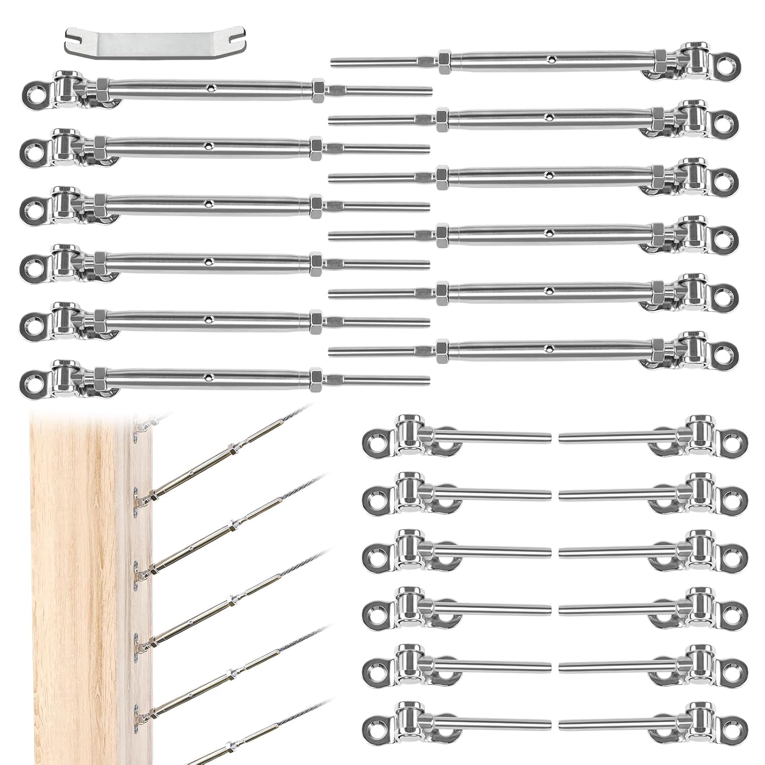 Muzata 12 Pairs Cable Railing Hardware Kit for Easy Installation