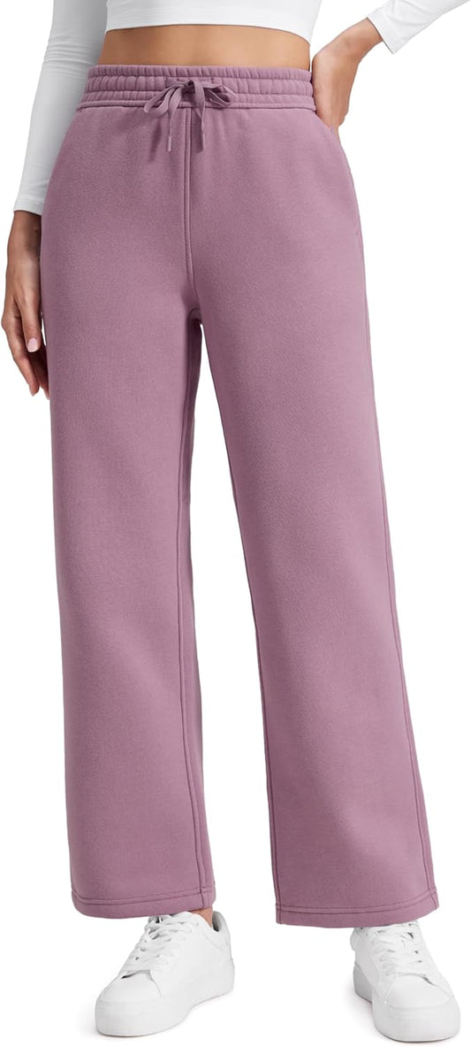 CRZ YOGA Cotton Fleece Lined Sweatpants for Women - Warm & Cozy