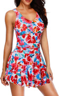 One Piece Swimdress Tummy Control Swimsuit - Modest Vintage Style
