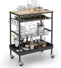 4 Tier Rolling Cart Metal - Heavy Duty Lockable Utility Cart