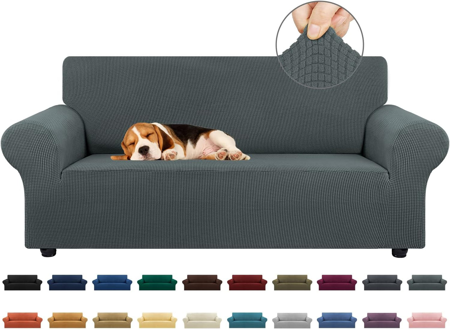 KEKUOU Stretch Loveseat Sofa Cover for 2 Cushion Couch 55-78 in