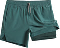 Mens 5ft Gym Running Shorts 2 in 1 Quick Dry - Built-in Liner
