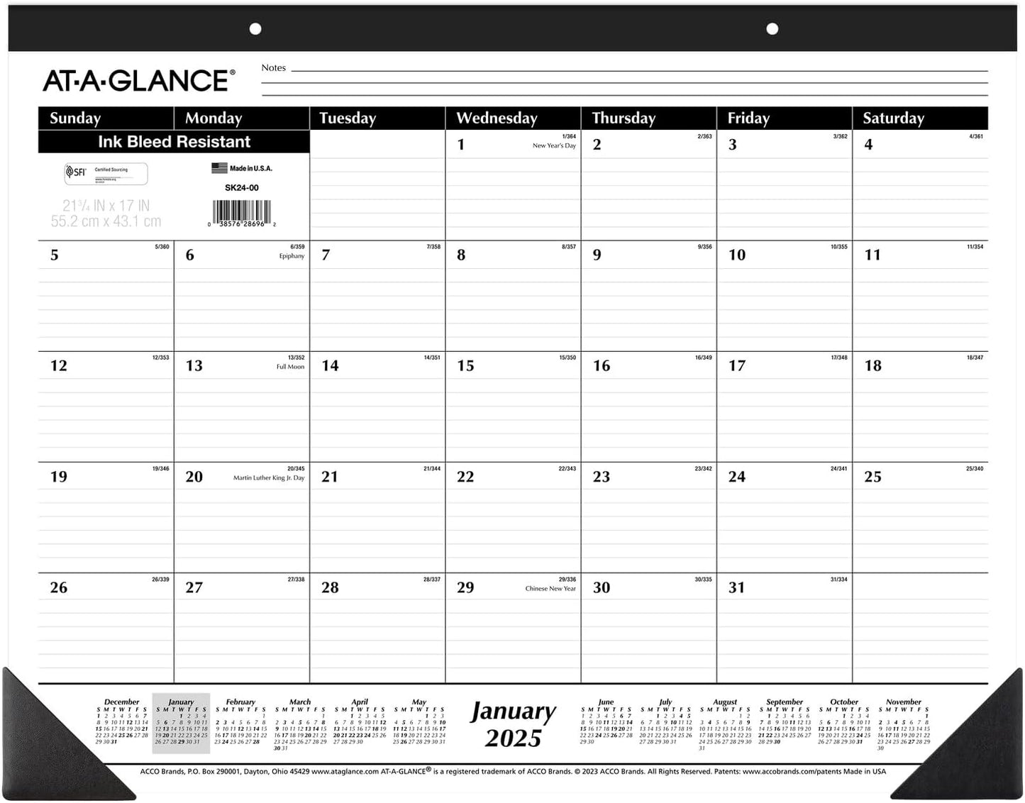 2025 AT-A-GLANCE Desk Calendar, Large Desk Pad - Organize Your Days!