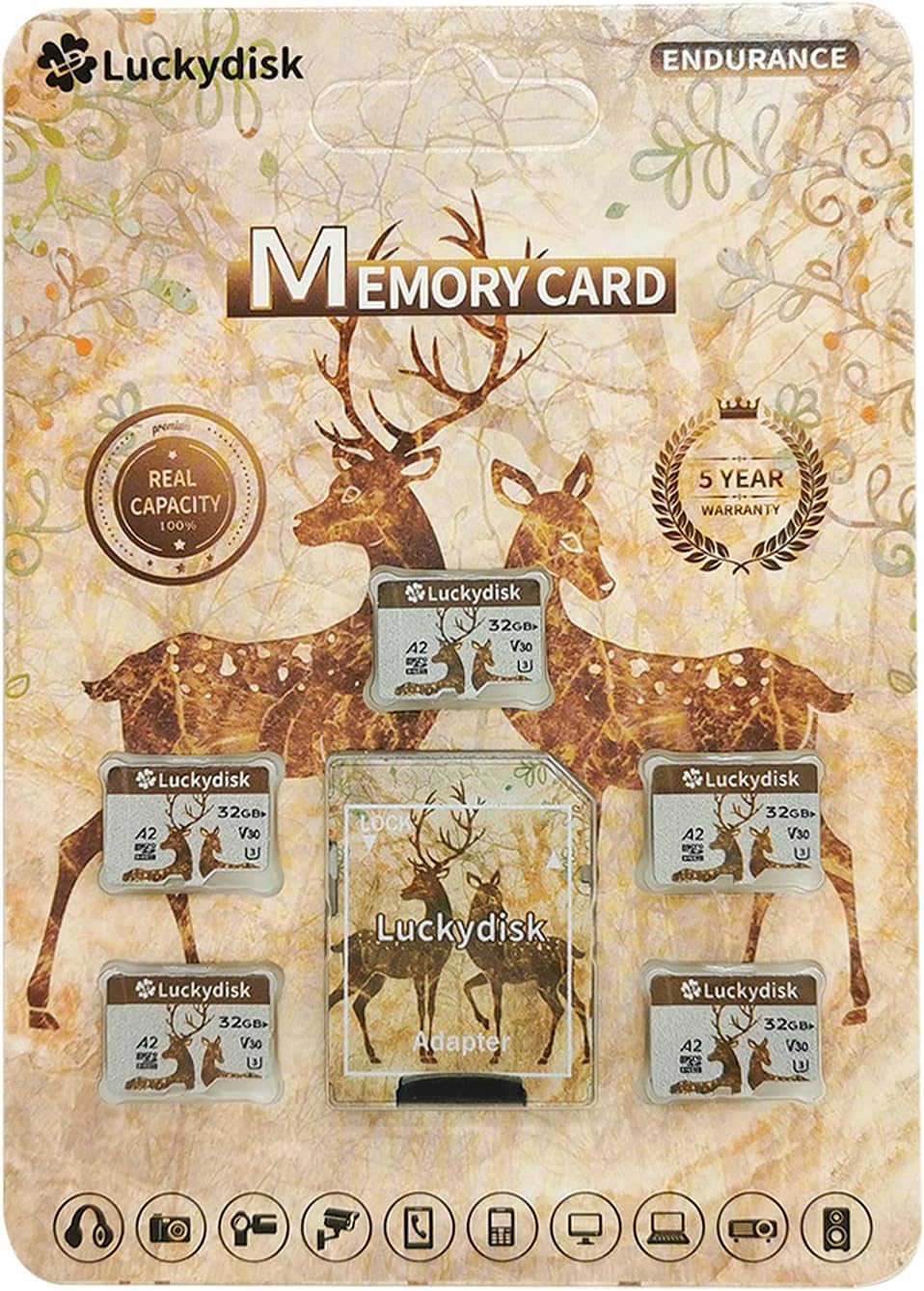 5Pack 32GB MicroSD Cards - U3 Class for Endurance Series - FHD Security Cam