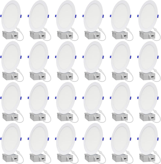 24-Pack of 8-Inch Slim LED Recessed Lights for Bright Spaces