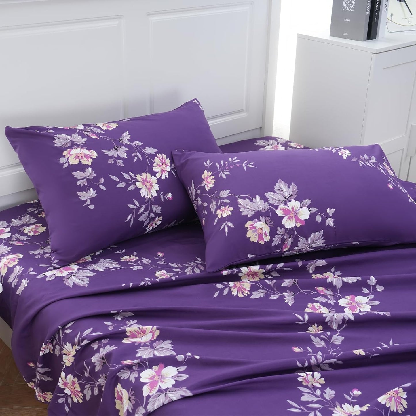 MEISHANG King Sheet Set - Ultra Soft Floral Deep Pocket Sheets