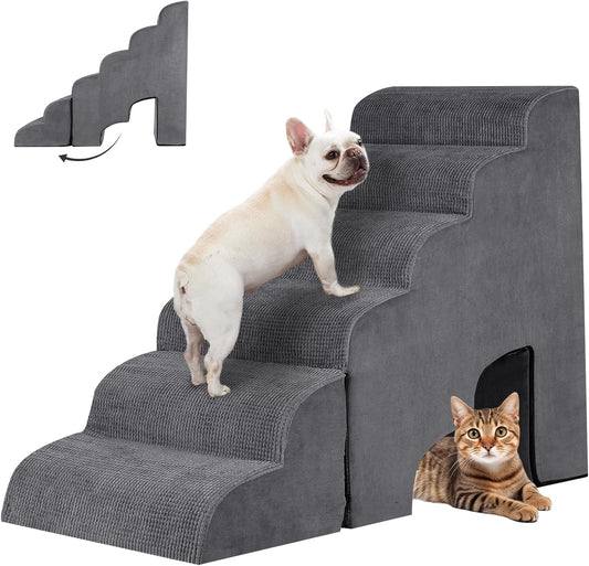 6 Step Dog Stairs for High Beds, Pet Ramp for Small Dogs