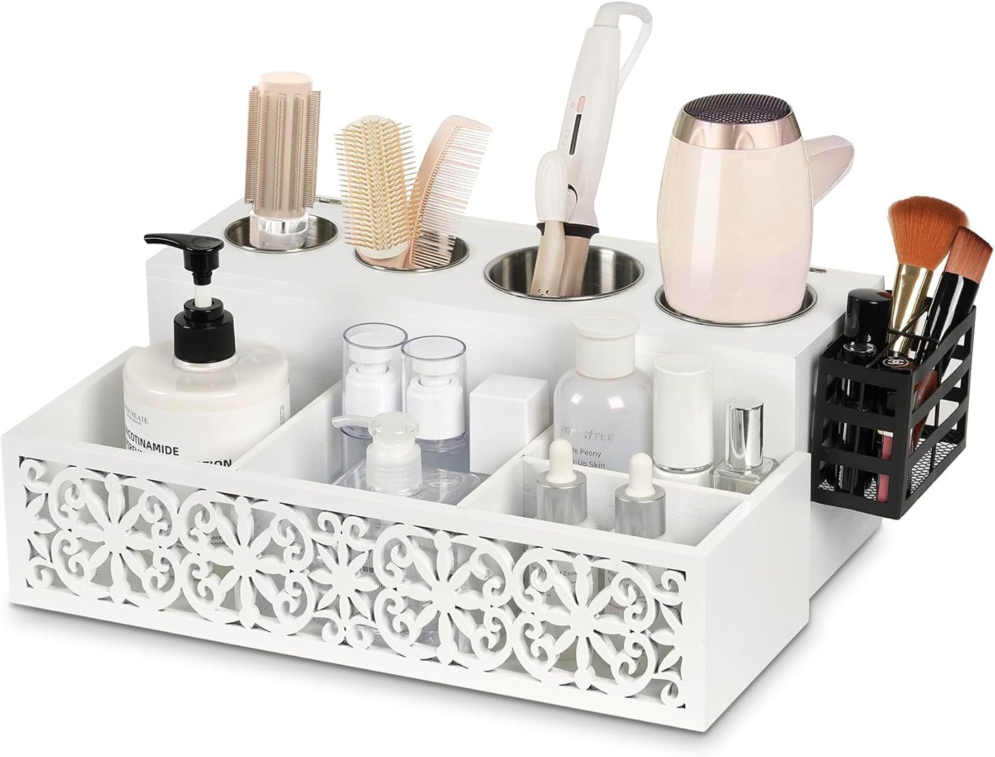 White Hair Tool Organizer - Stylish Vanity Stand