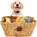 Wicker Dog Toy Basket Organizer with Unique Bone Shape Design