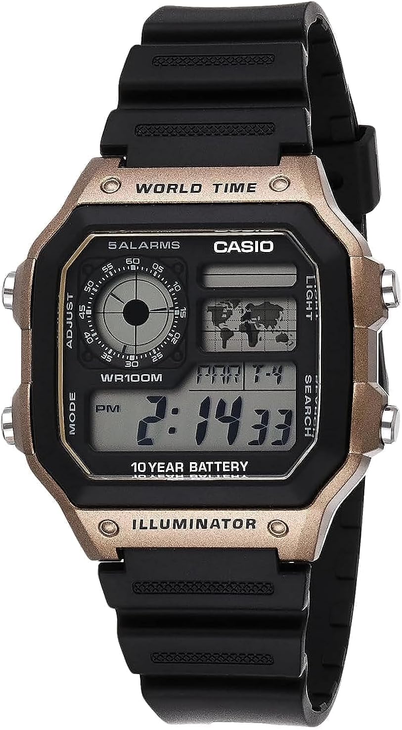 Casio AE1200WH Series Mens Digital Watch with Multi Alarms