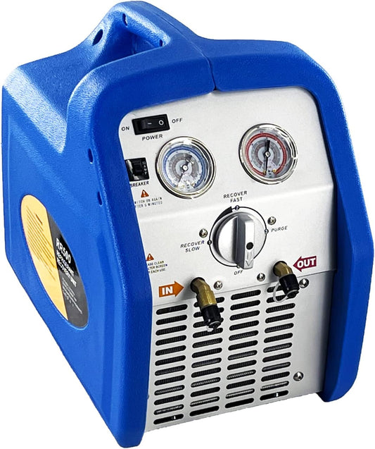 Portable 1HP Dual Cylinder Refrigerant Recovery Machine - Recover Both Liquid & Vapor Freon