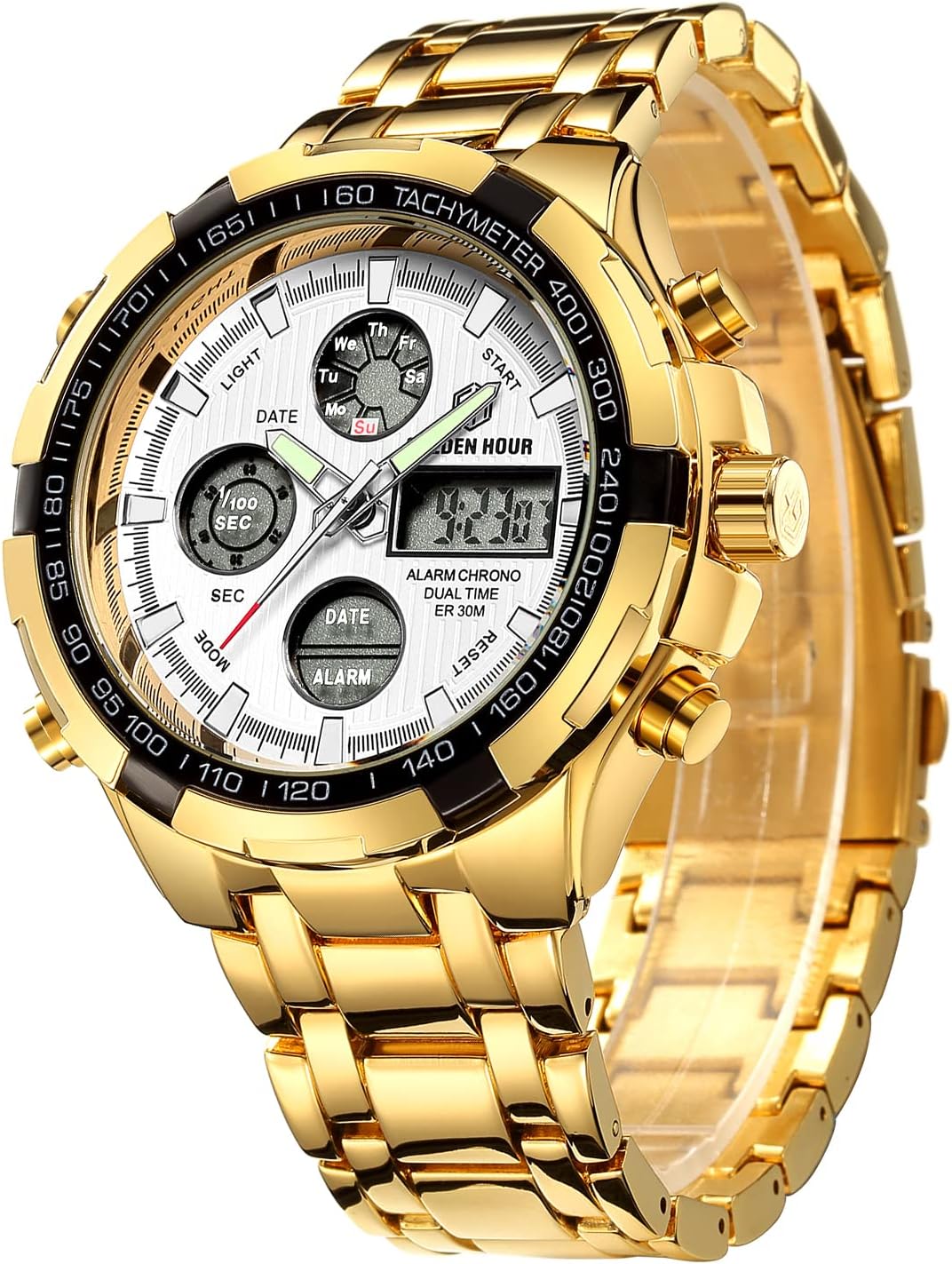 Luxury Stainless Steel Analog Digital Watches for Men Outdoor Sport