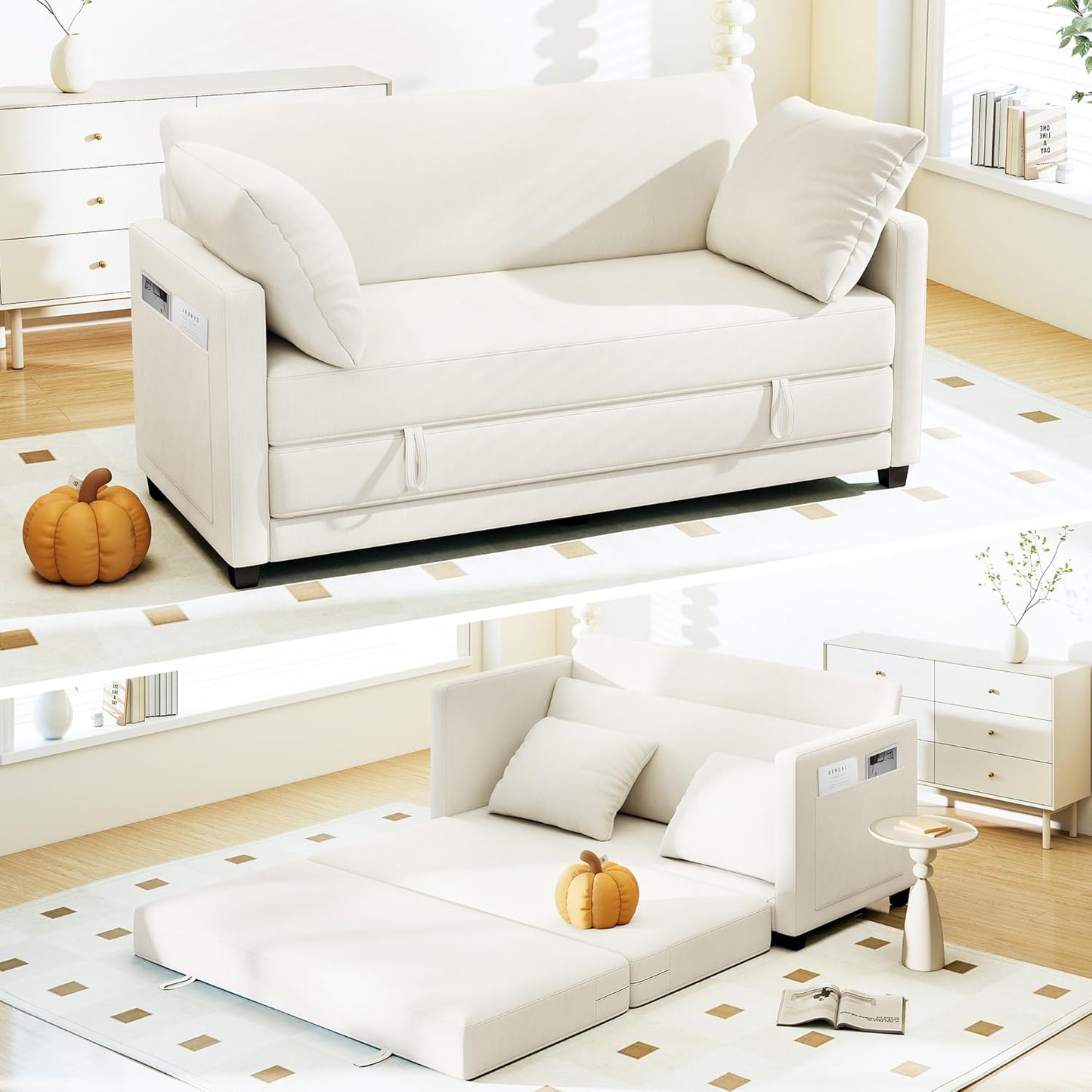 65 Convertible Loveseat Sofa Bed for Small Spaces and Comfort