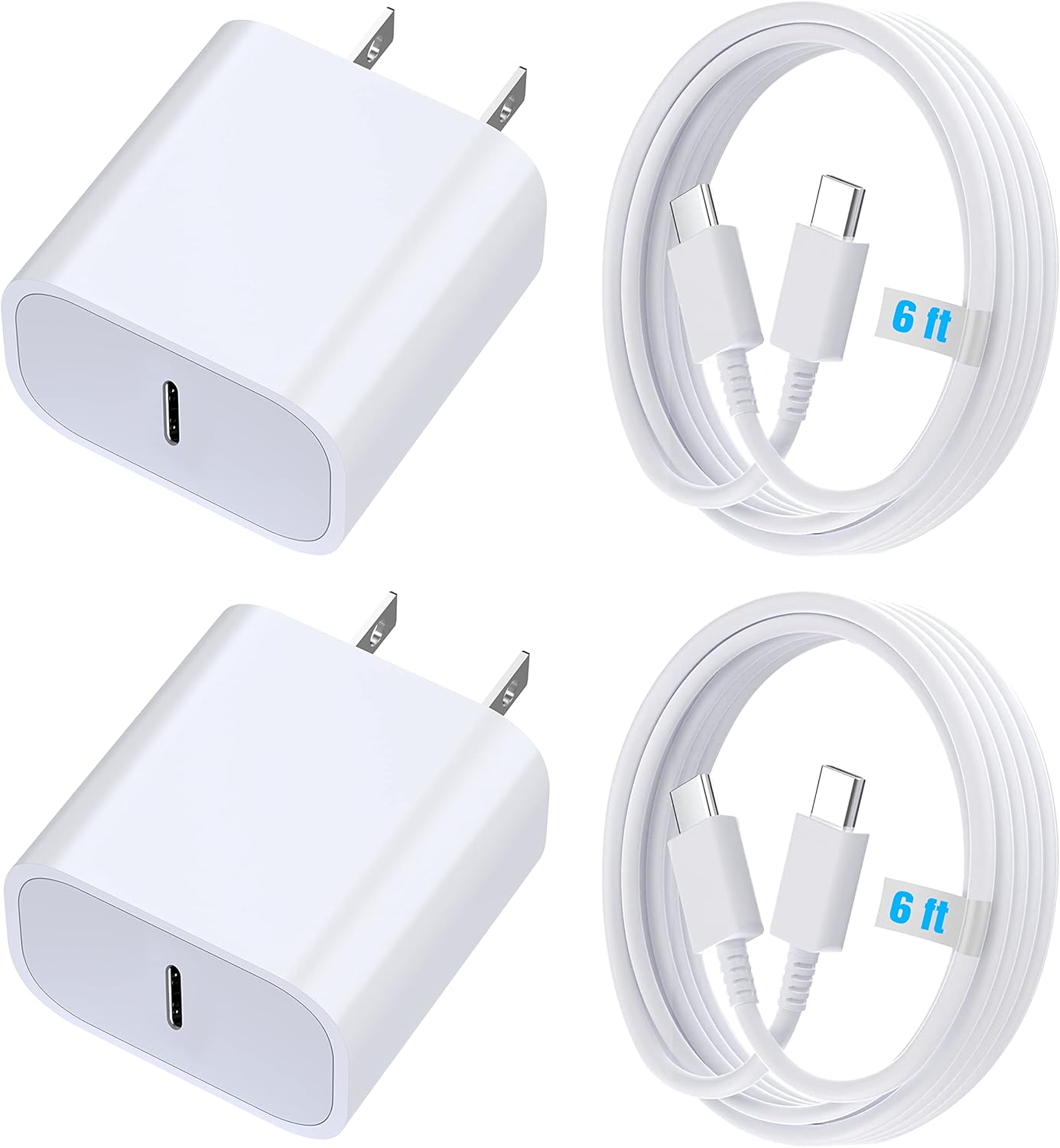 20W Type C Fast Charger for iPhone - 2Pack