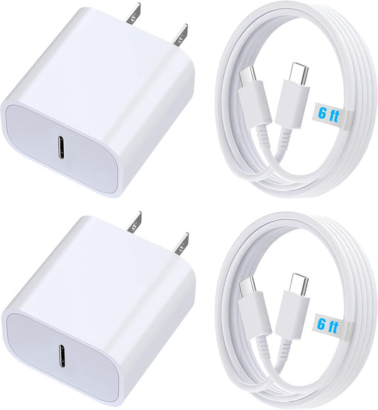 20W Type C Fast Charger for iPhone - 2Pack