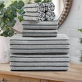 Oliven 8 Pc Gray Cabana Stripe Bath Towel Set Oversize Bath Sheets