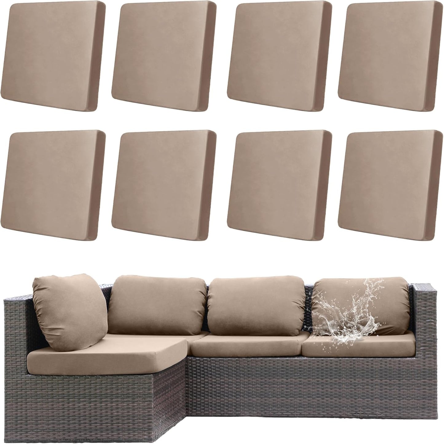 8Pcs Outdoor Cushion Covers Waterproof for Stylish Patio Furniture