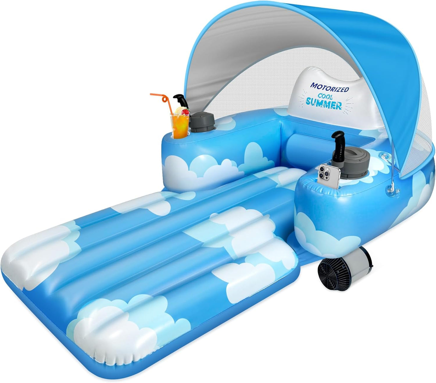 Motorized Pool Float with Canopy for Ultimate Relaxation