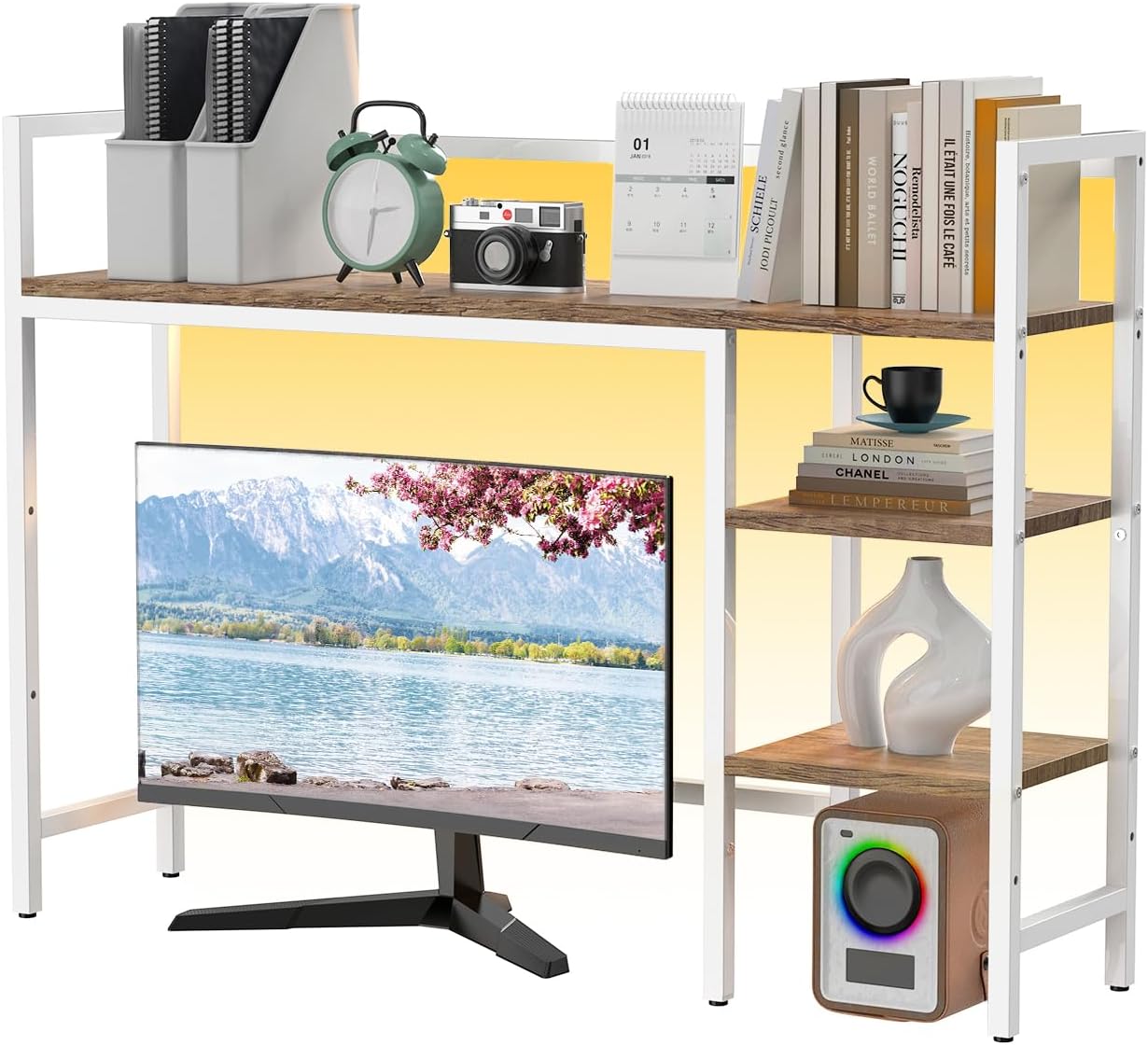 4 Tier Wood Desktop Shelf, Organize with Style!  ~ 35 max characters
