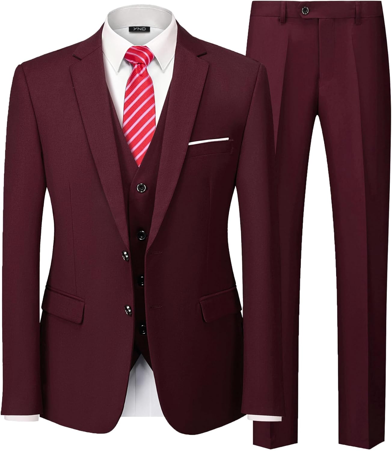 YND Men's 3 Piece Suit Set for Business and Weddings