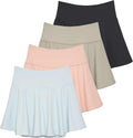 Women's High Waisted Tennis Skorts 4 Pack - Tummy Control & Pockets