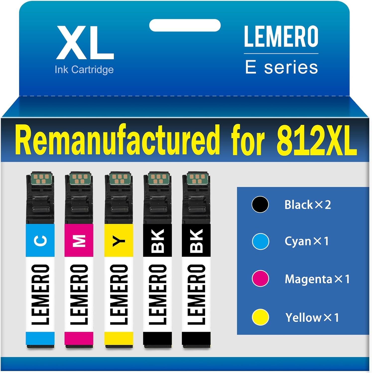 LEMER Remanufactured Epson 812XL Ink Cartridges Combo Pack
