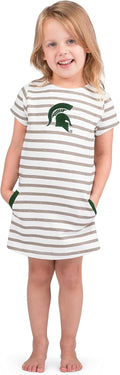 NCAA Toddler Girls Short Sleeve Striped Dress with Team Logo